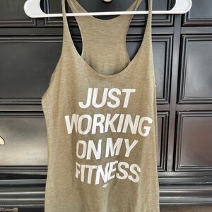 Olive Fitness Tank Top with Motivational Print